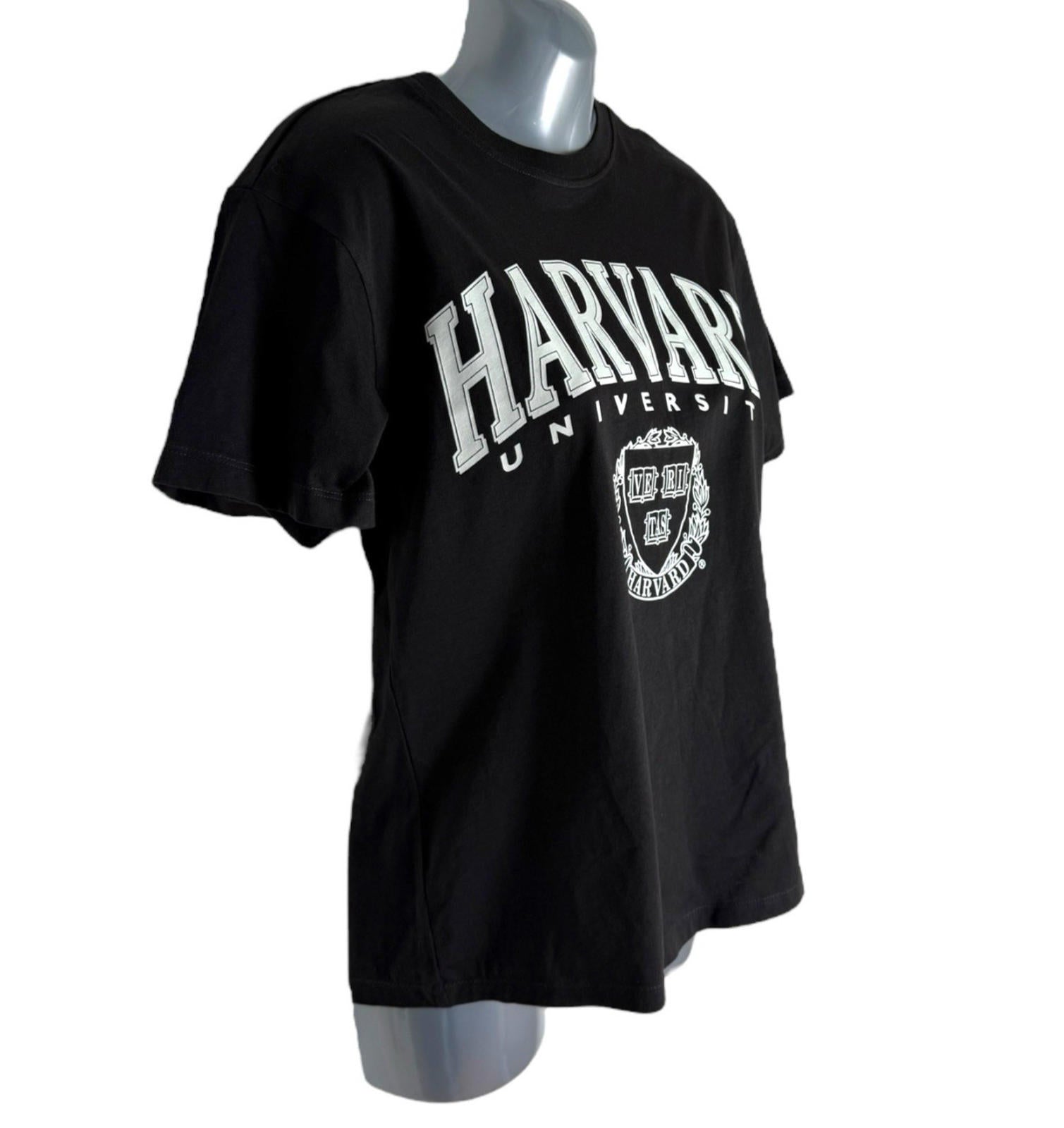 Divided Black Harvard T-shirt Oversized 100% Cotton Women’s UK Size XXS