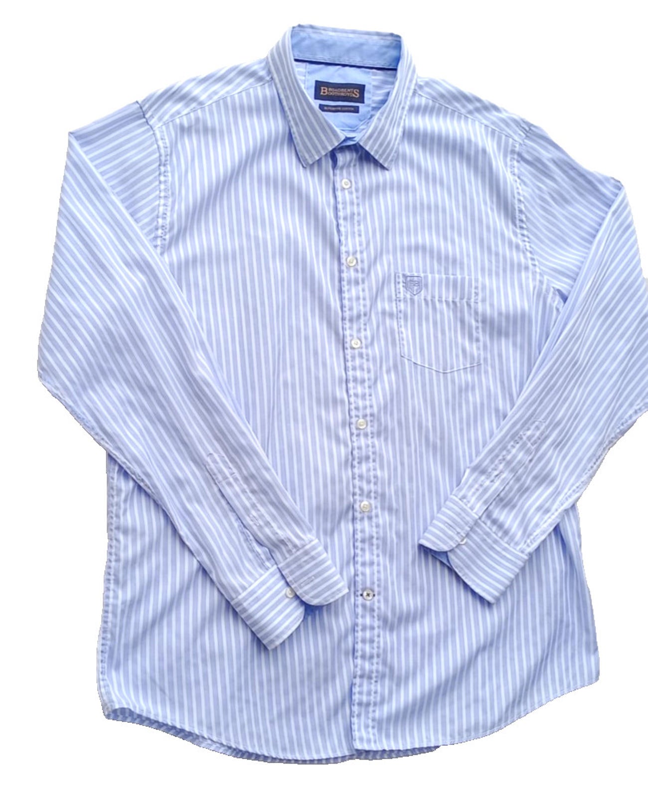 Broadbents & Boothroyds Shirt Men's UK Size 2XL Blue Stripe 100% Cotton Pocket
