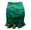 Manor Mini Skirt Dark Green Satin High Waist Frilled Hem Women’s UK Size 8