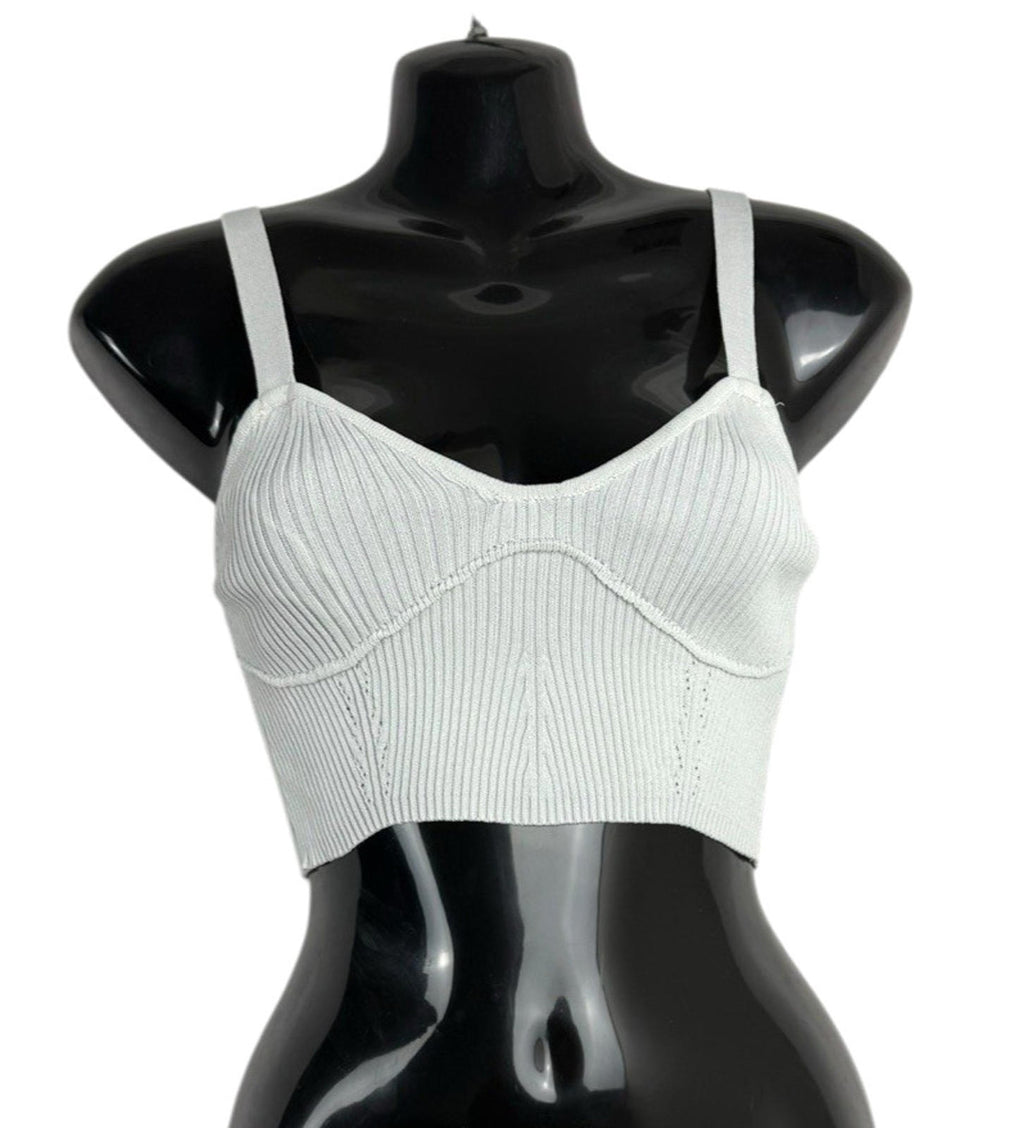 Stradivarius Off White Ribbed Crop Top Tank Stretch Women’s UK Size XS