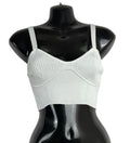 Stradivarius Off White Ribbed Crop Top Tank Stretch Women’s UK Size XS