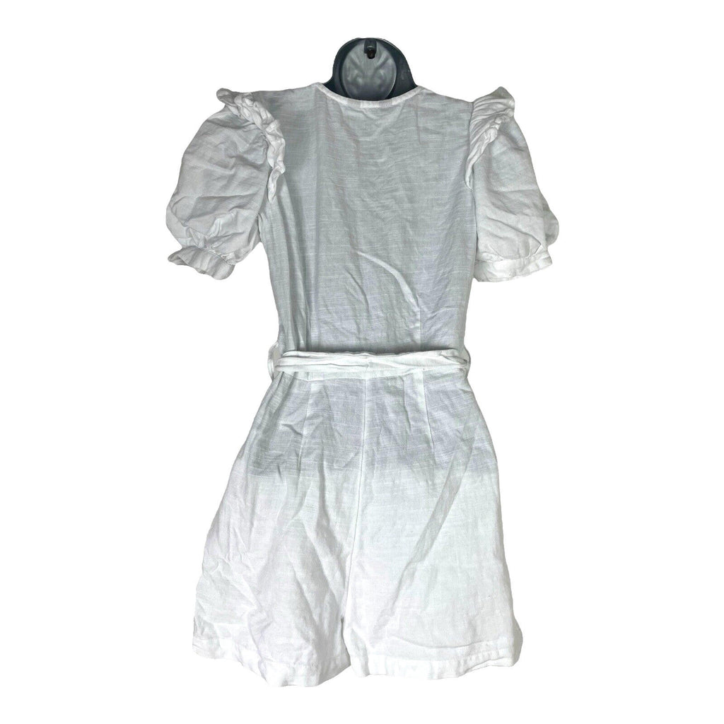 New Look Playsuit White Belted Puff Sleeve 100% Cotton Women’s UK Size 6