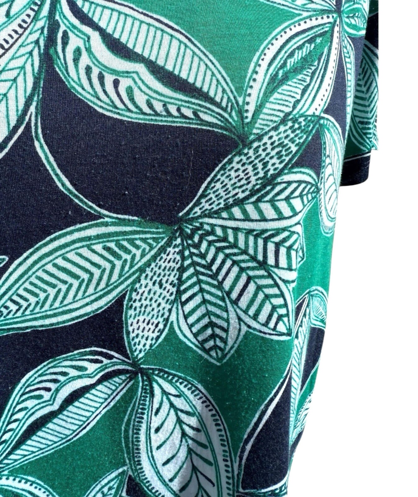 Marks & Spencer Green T-shirt Blouse Leaf Print Lightweight Women’s UK Size 14