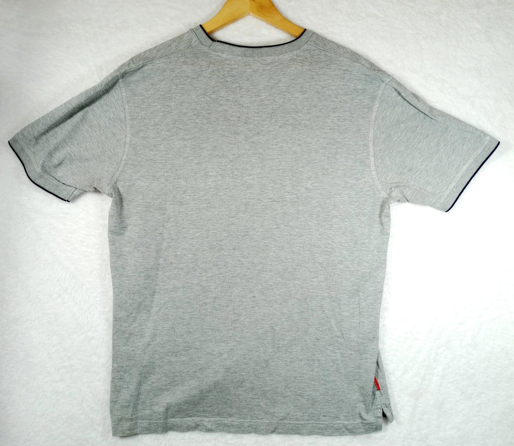 Slazenger T-Shirt Men's UK Size L Grey Short Sleeve Crew Neck Contrasting Trim