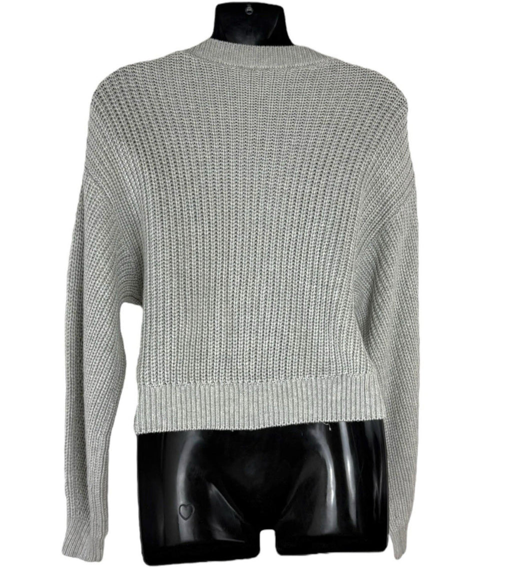 Divided Grey Cardigan Women's UK Size XS Cable Knit V Neck Oversized