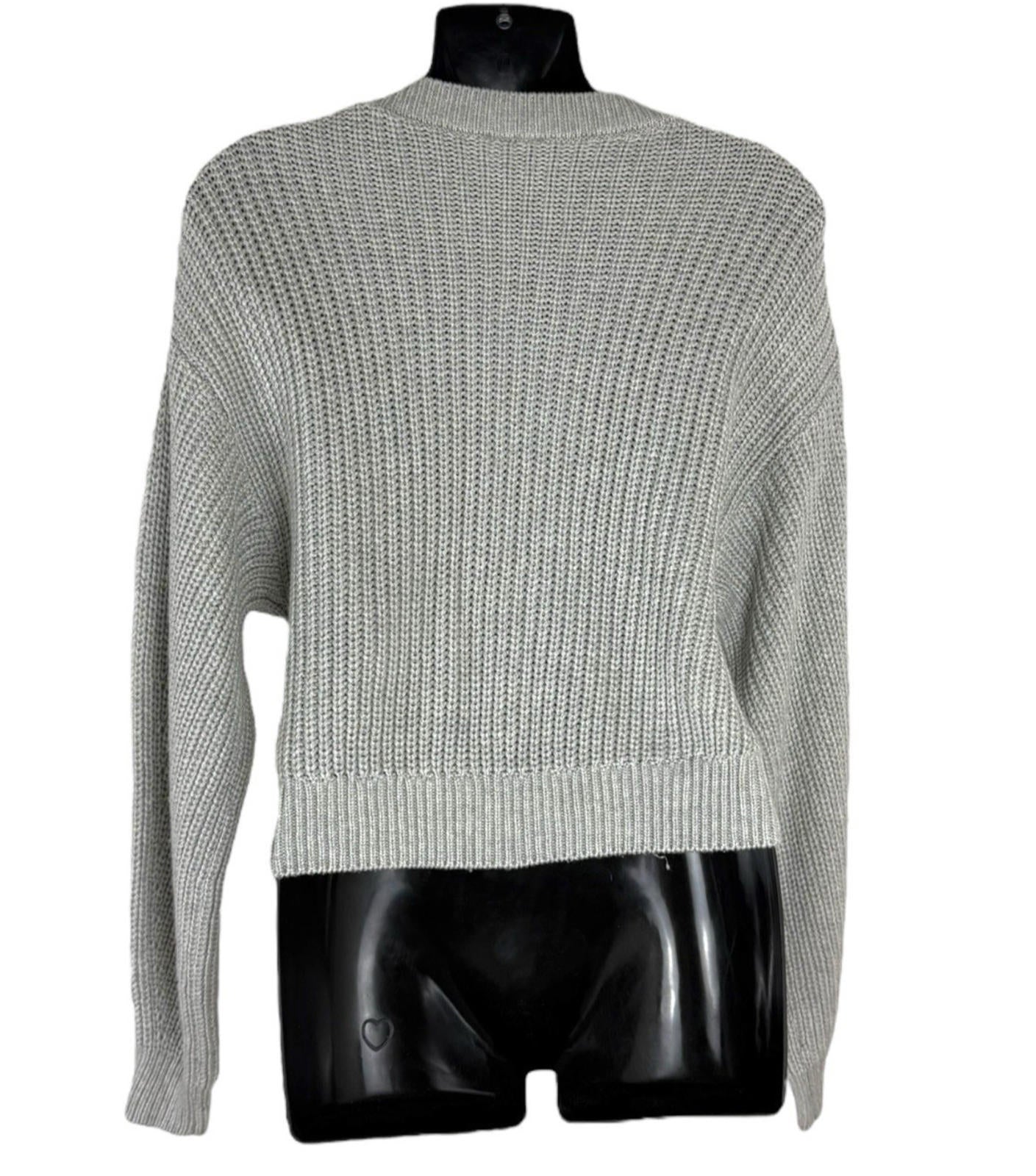 Divided Grey Cardigan Women's UK Size XS Cable Knit V Neck Oversized