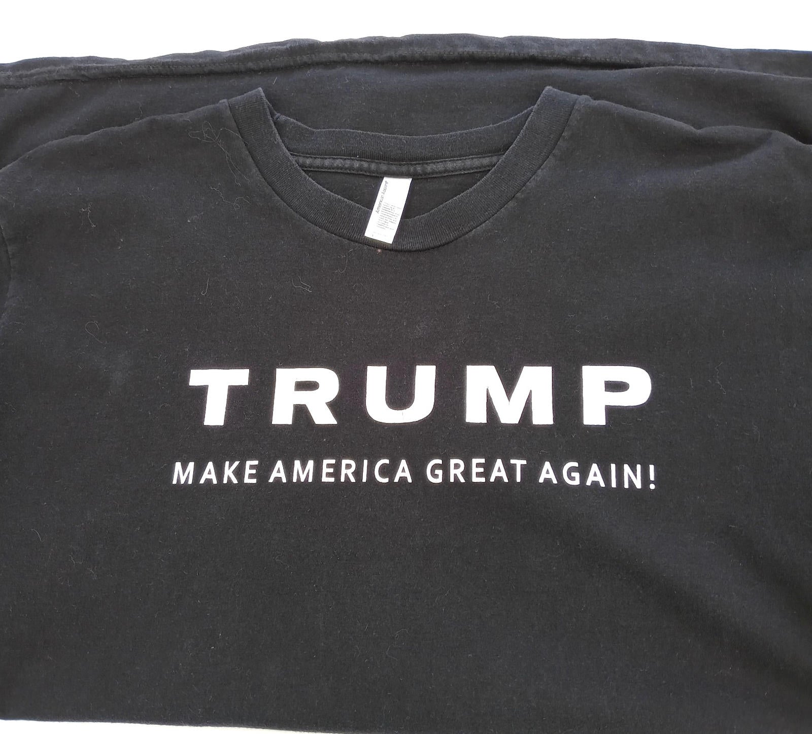 Trump Print T-Shirt Men's UK Size L Black Crew Neck USA Make America Great Again
