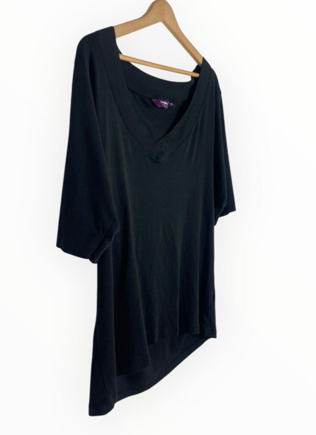 New Look Cotton T-Shirt Top Women’s UK Size 26 Short Sleeve V Neck Black