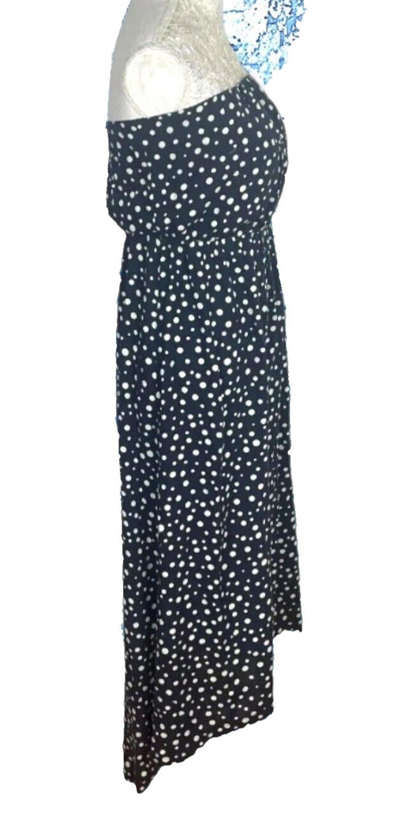 AX Paris Maxi Dress Polka Dot Navy & Cream Women's UK Size 10