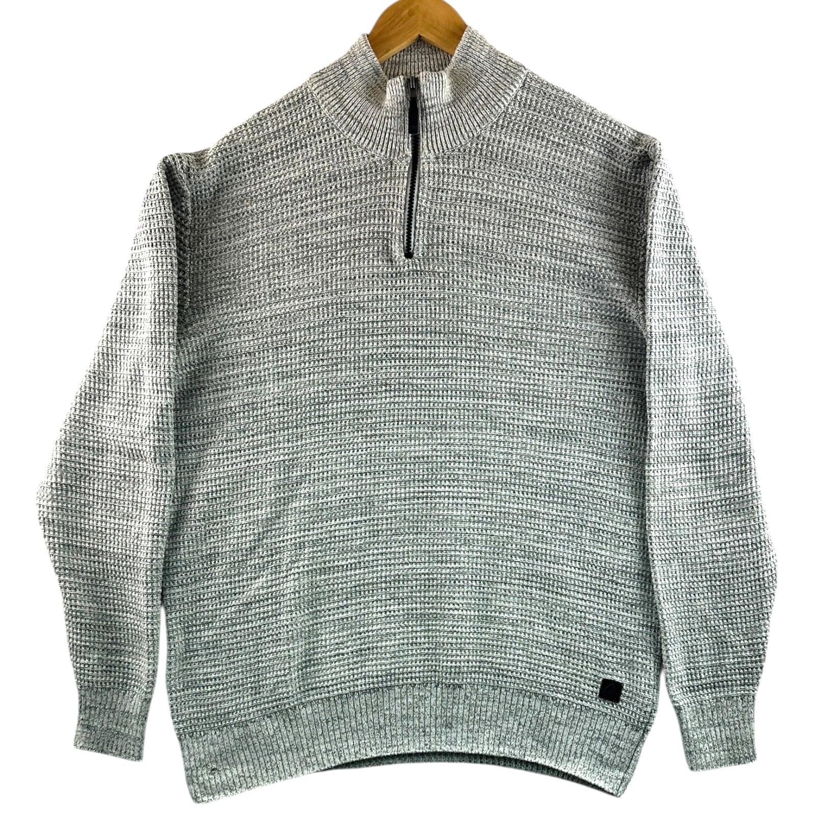 Next Knit Jumper Men's UK Size XL Grey 1/4 Zip Embroidered Logo Long Sleeve