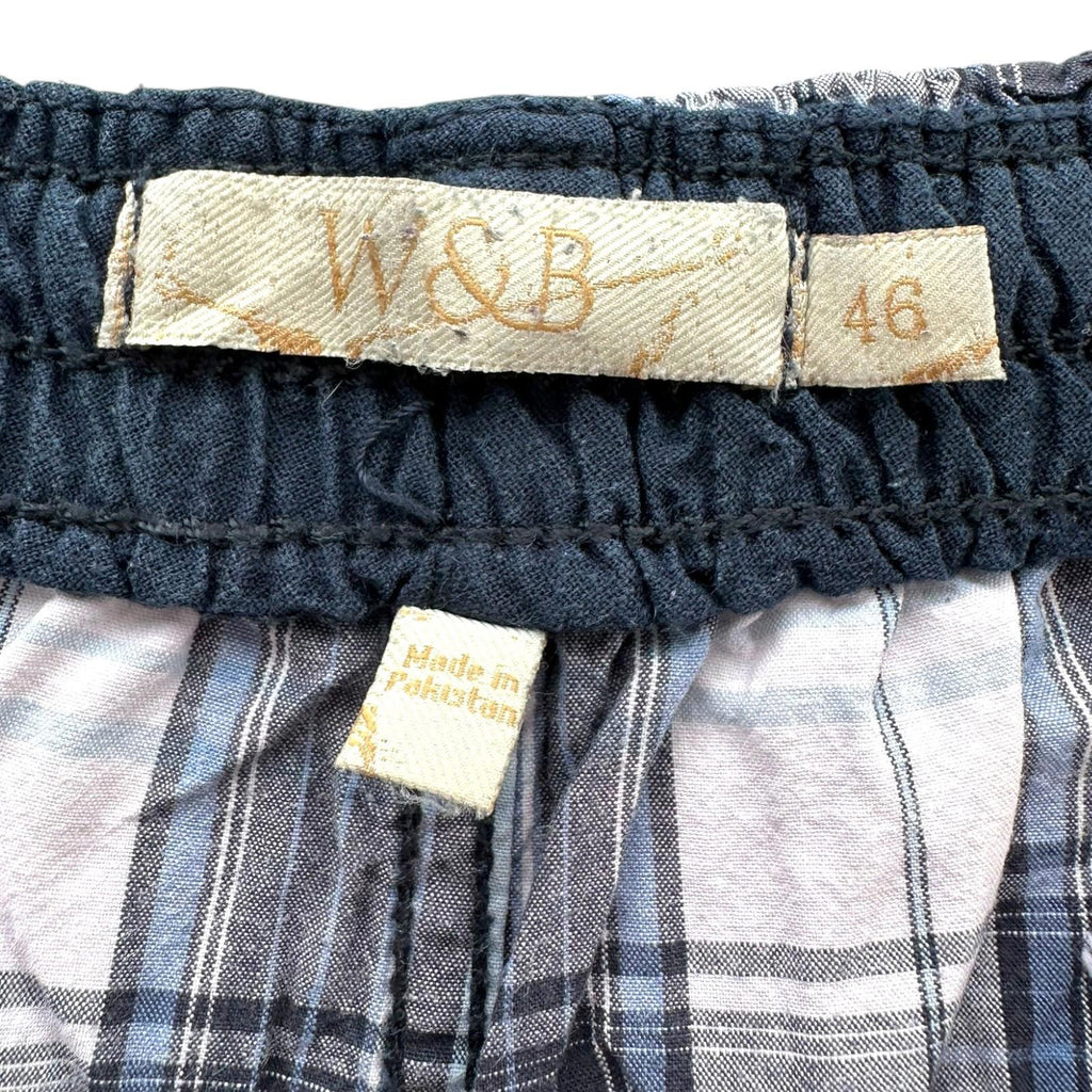 W&B Shorts Men's UK Size 46" W Blue & White Check Casual Wear Drawstring Pockets