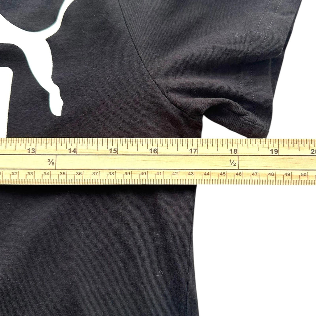 Puma T-Shirt Teen Age 13-14 Black Graphic Logo Print Short Sleeve Crew Neck