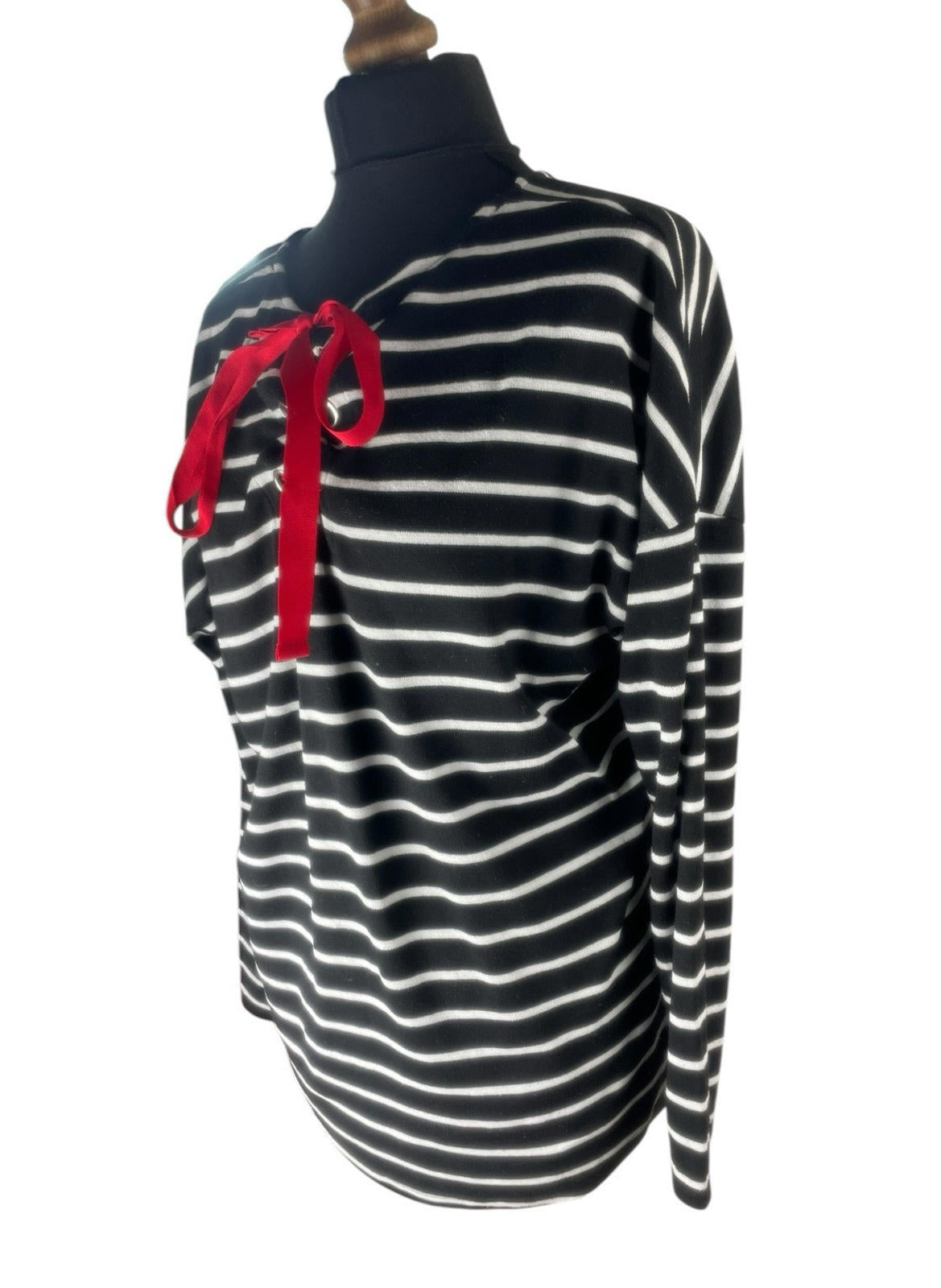 Matalan Thin Stripe Jumper Red Bow Detail Women’s UK Size 18