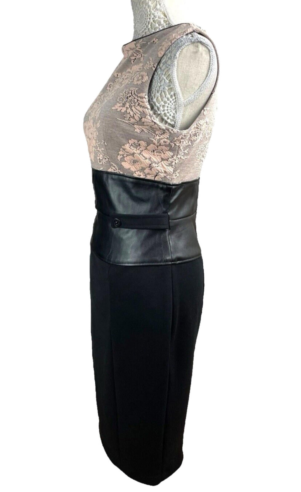 Amy Childs Midi Dress Women's UK Size 12 Rose Lace Detail Formal Sleeveless Zip