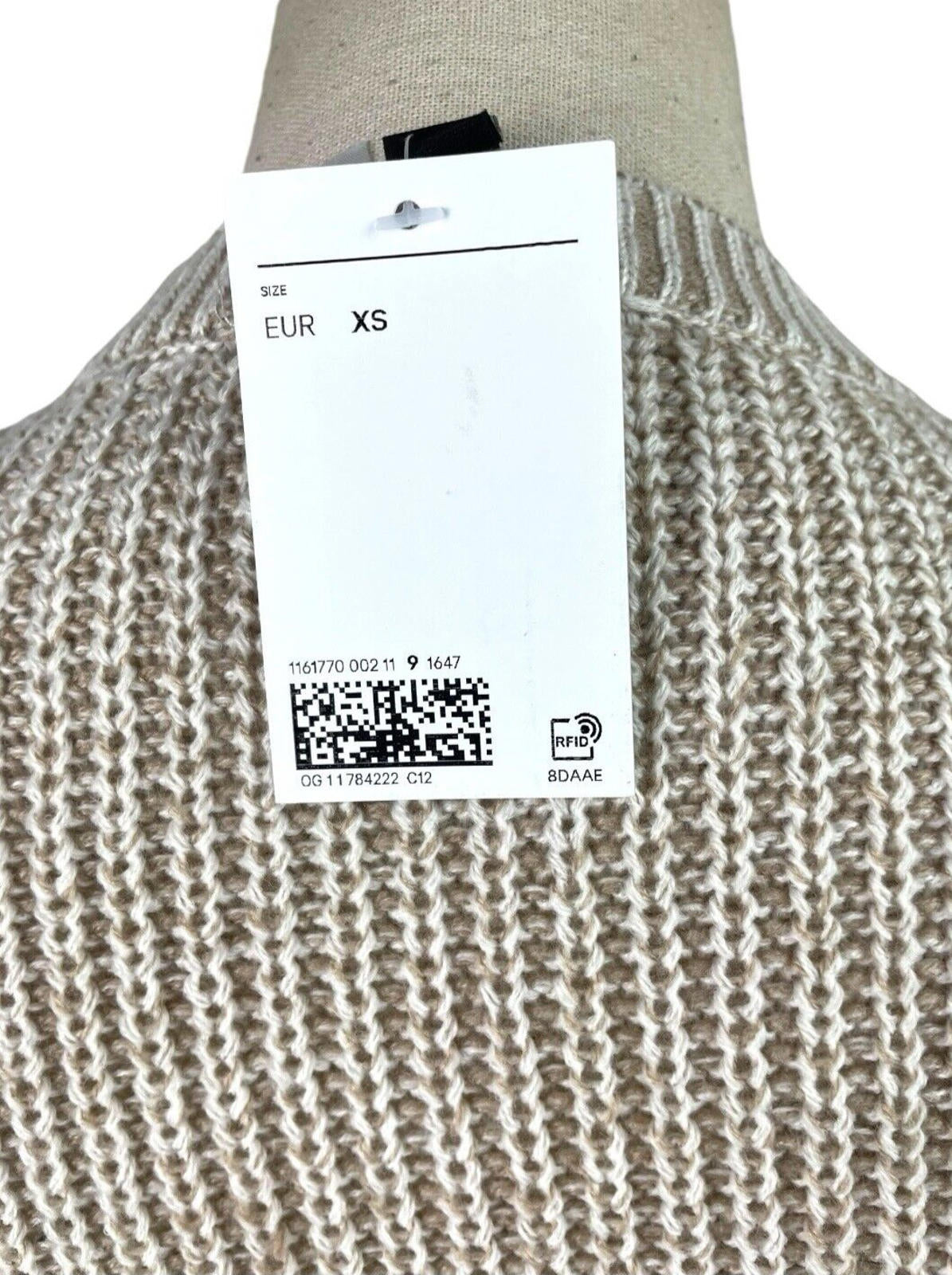H&M Beige Knit Sweater Long Sleeve Relaxed Fit Women’s UK Size XS