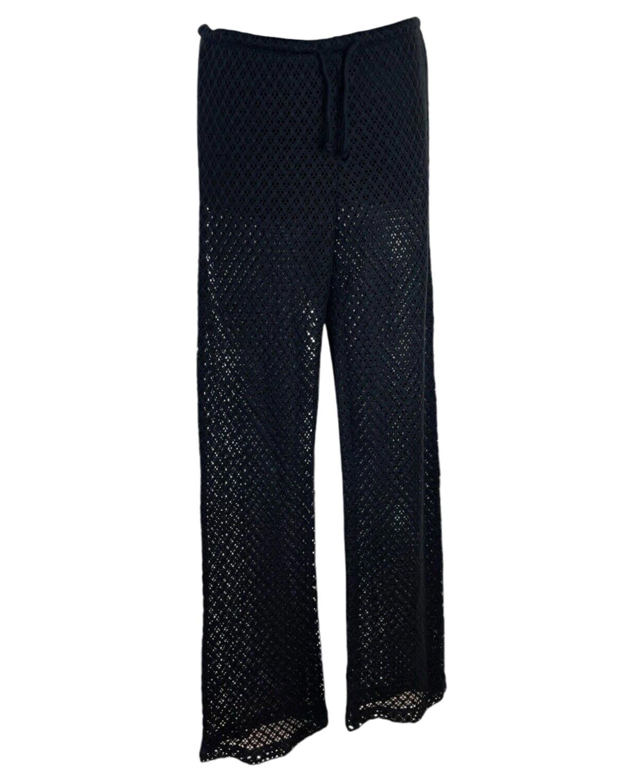 Divided Black Crochet Look Trousers Wide Leg Sheer Women’s UK Size XS
