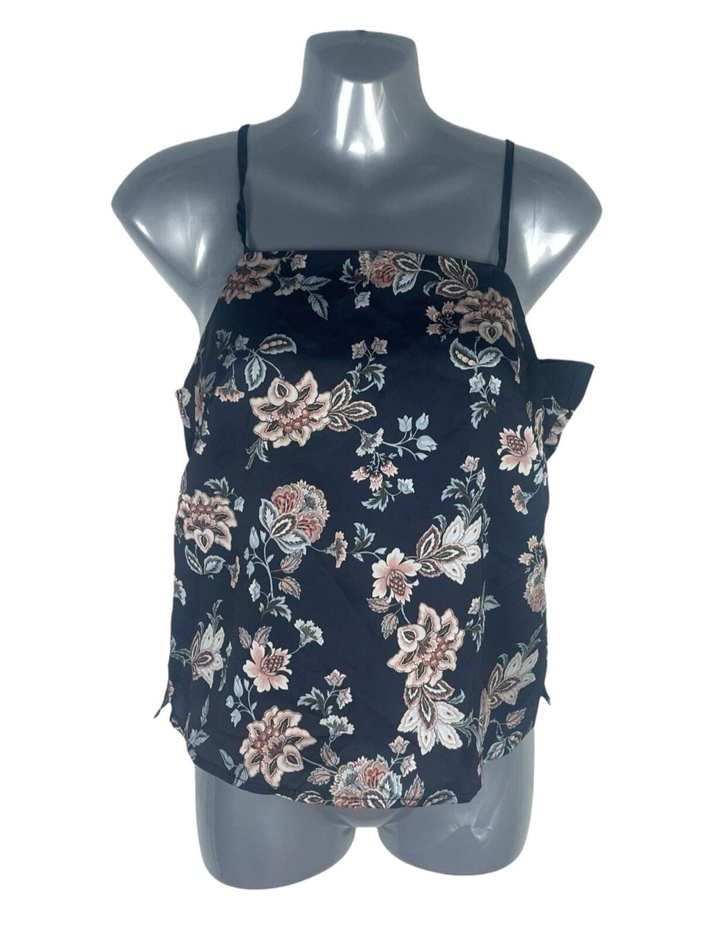 New Look Satin Camisole Top Women’s UK Size 8 Adjustable Strap Blue Floral