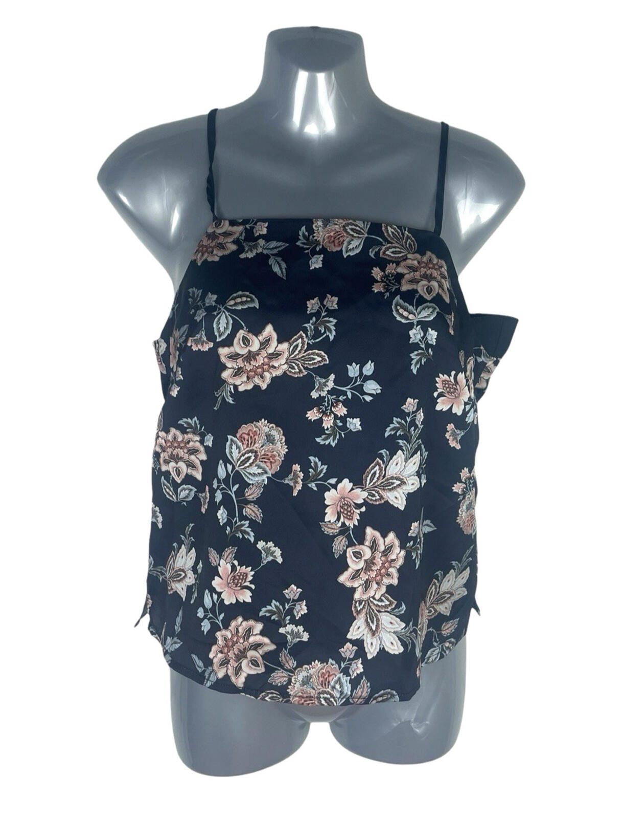 New Look Satin Camisole Top Women’s UK Size 8 Adjustable Strap Blue Floral