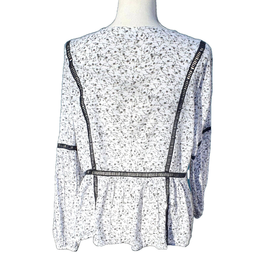 Jacqueline de Yong Off White Floral Crochet Trim Blouse Women's UK Size 10