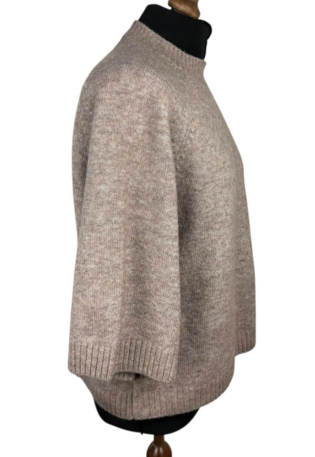 Next Stone Knitted Jumper 3/4 Flare Sleeve Round Neck Women’s UK Size M