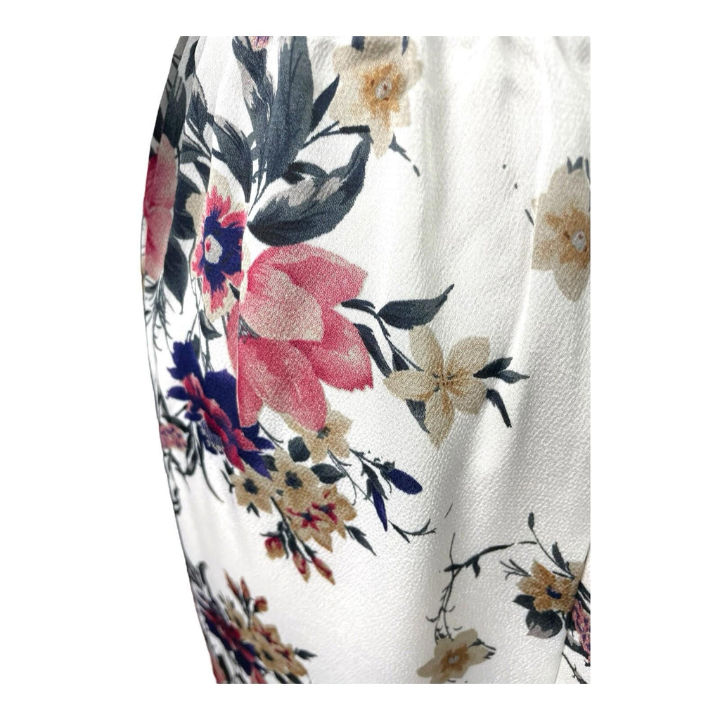 Yoins White Floral Maxi Dress Satin Effect Belted Women’s UK Size M (10-12)