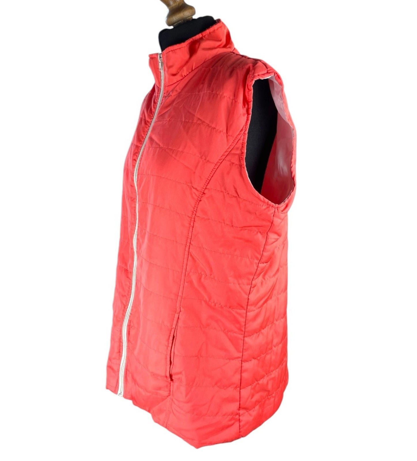 Padded Gilet Women’s UK Size L Orange Lightly Padded Zip Front Body Warmer Vest