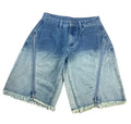 Long Denim Shorts Zipped Front Design Faded Denim Women’s UK 8