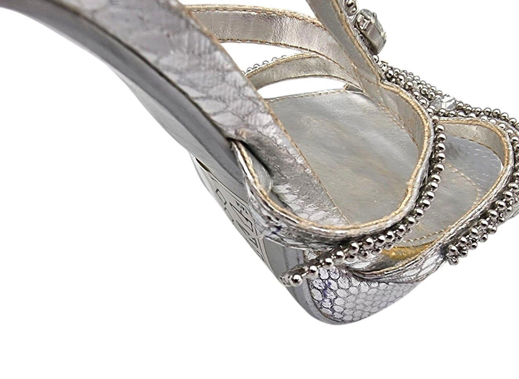 Shoe Box Silver Embellished High Heel Sandles Womens UK Size 7
