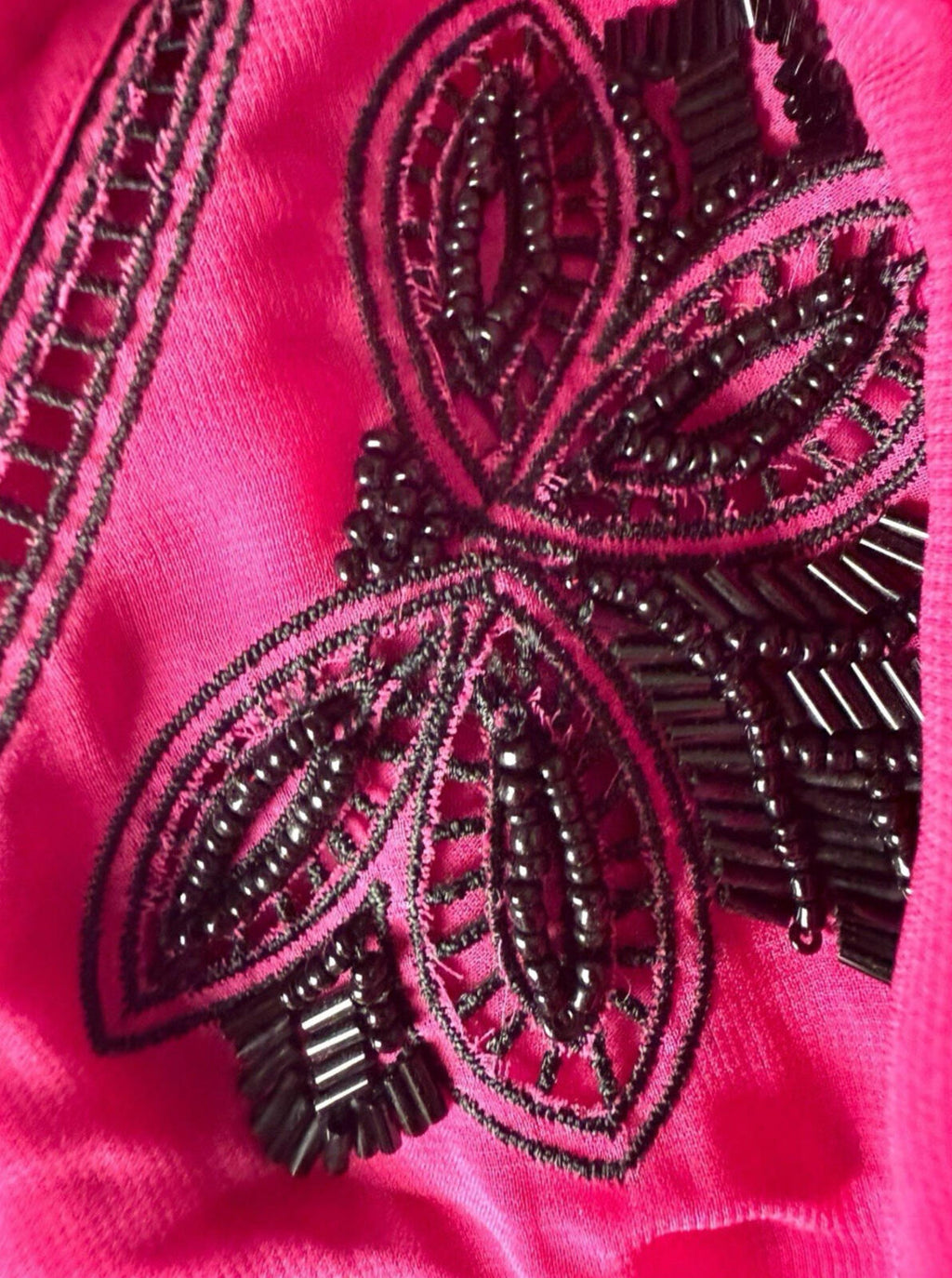 Monsoon Bright Pink Chiffon Midi Dress Beaded Women’s UK Size 16