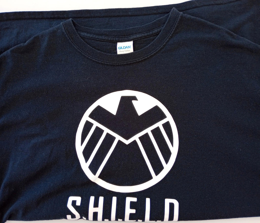 Graphic Print T-Shirt Men's UK Size XL Black Crew Neck 100% Cotton S.H.I.E.L.D.