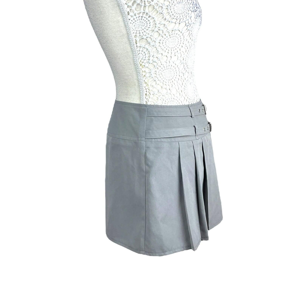 Ravi Famous Grey Pleated Skirt Double Buckle Women’s UK Size 10