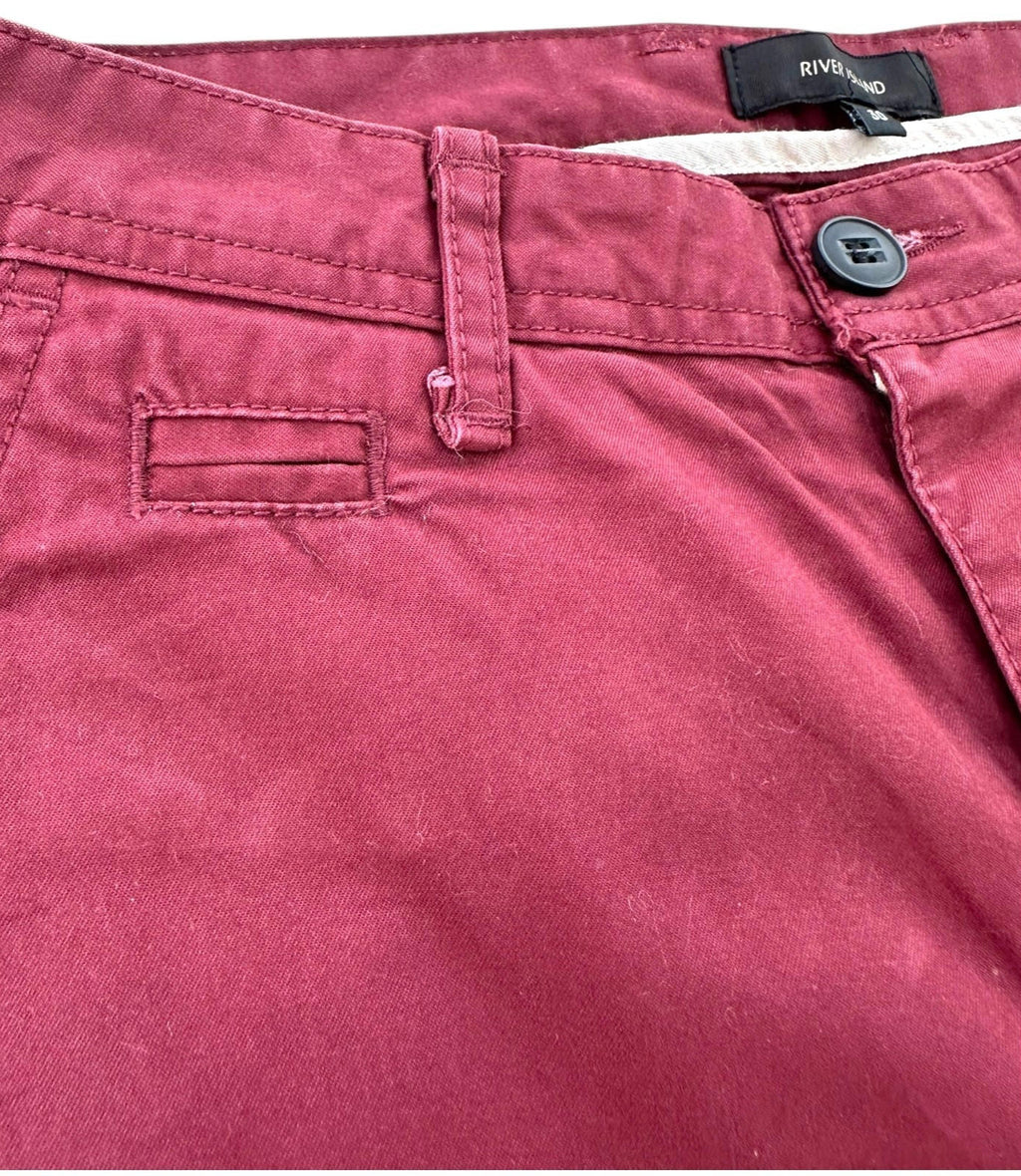 River Island Shorts Men's UK Size 30" W Red Chino Button Summer Casual