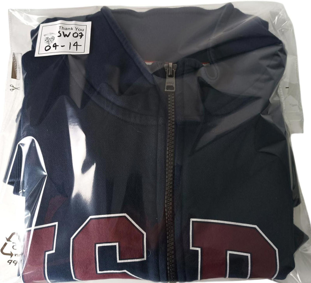 U.S. Polo Assn Sweatshirt Men's UK Size M Blue Jersey Jumper Cotton Pockets Zip