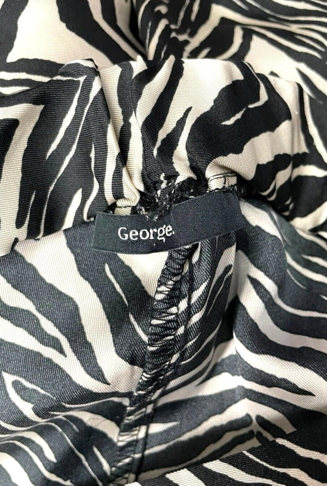 George Pleated Midi Skirt Women’s UK Size 12 Black & Beige Animal Chevron Print