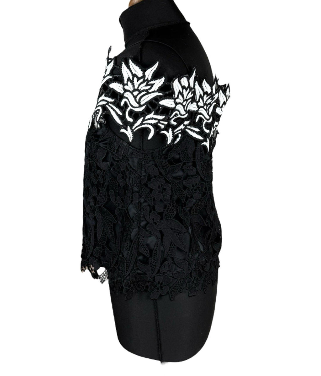Topshop Black White Floral Lace Tank Top Strapping Sleeve Women’s UK Size 10