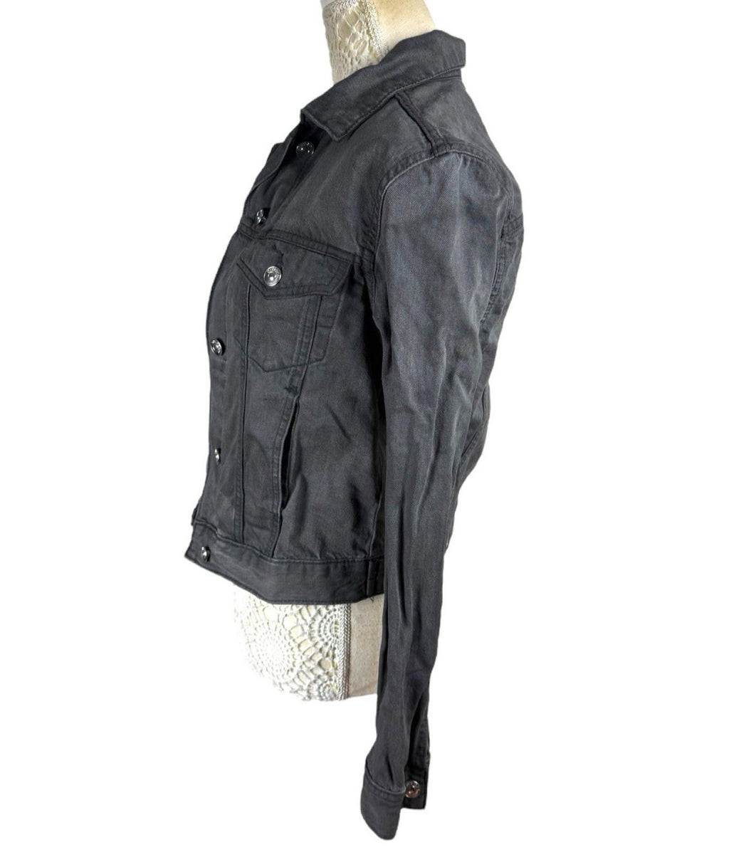 Divided Grey Denim Jacket Collared Pockets Grunge Relaxed Fit Women’s UK Size 6
