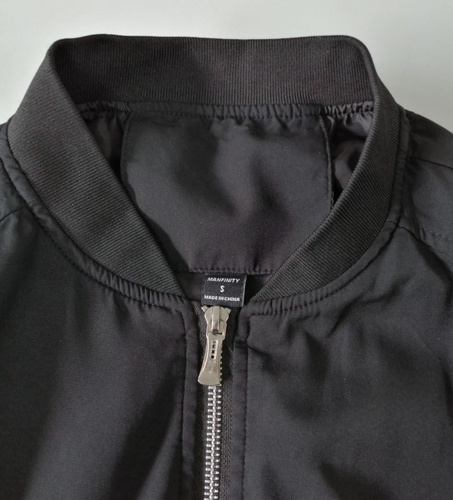 Manfinity Bomber Jacket Men's UK Size S Black Coat Zip Pockets
