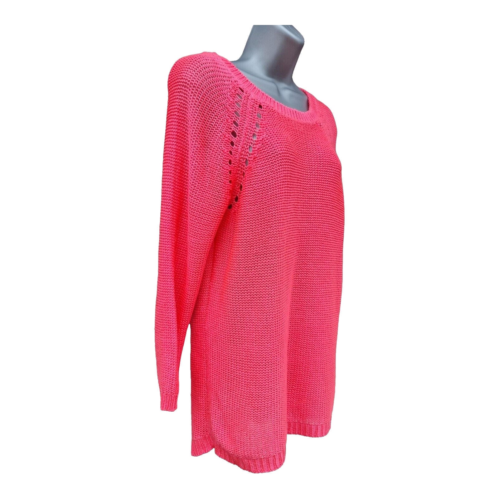 F&F Pink Knit Jumper Dress Crew Neck Women's UK Size 10