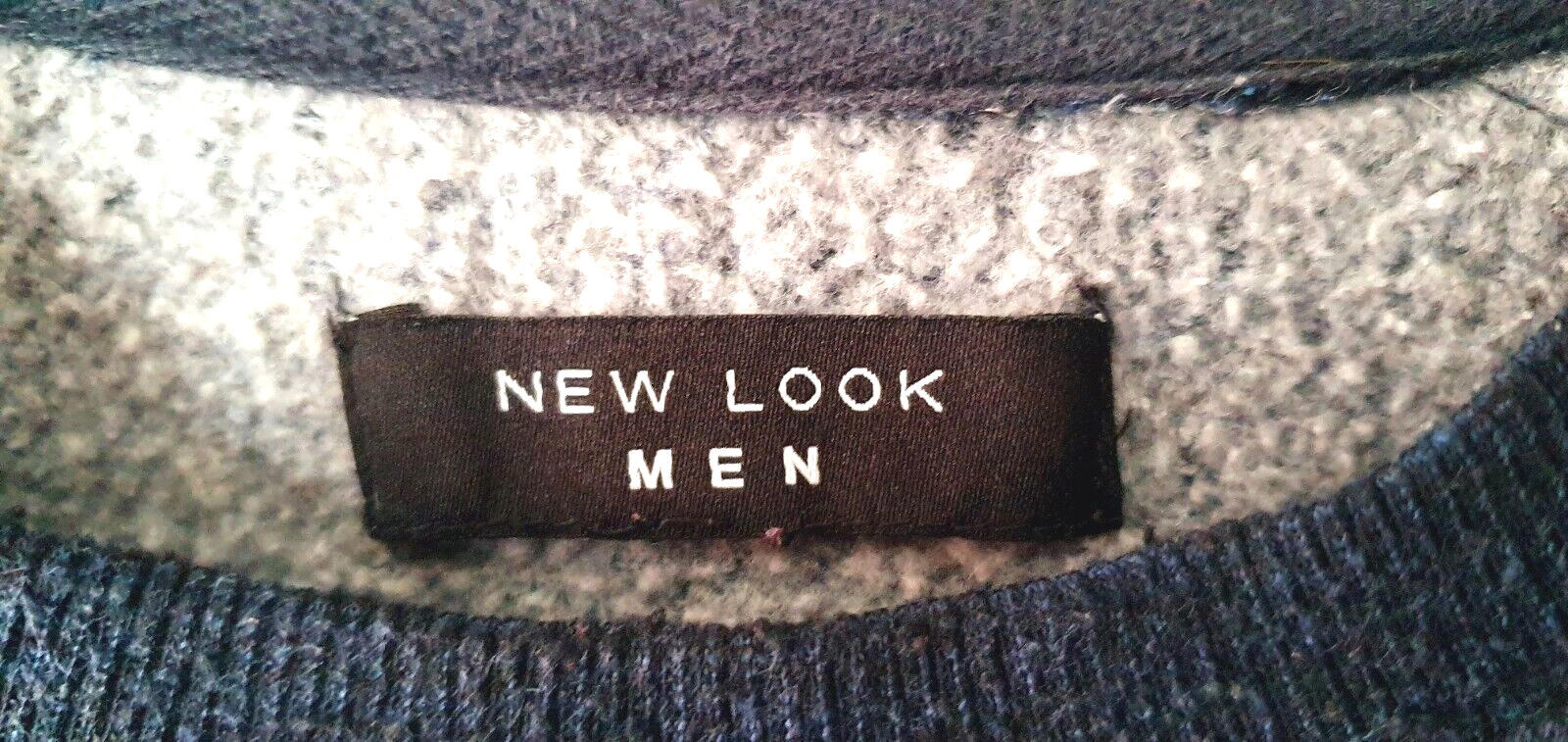 New Look Jumper Crew Neck Sweatshirt Grey Stripe Men's UK Size M