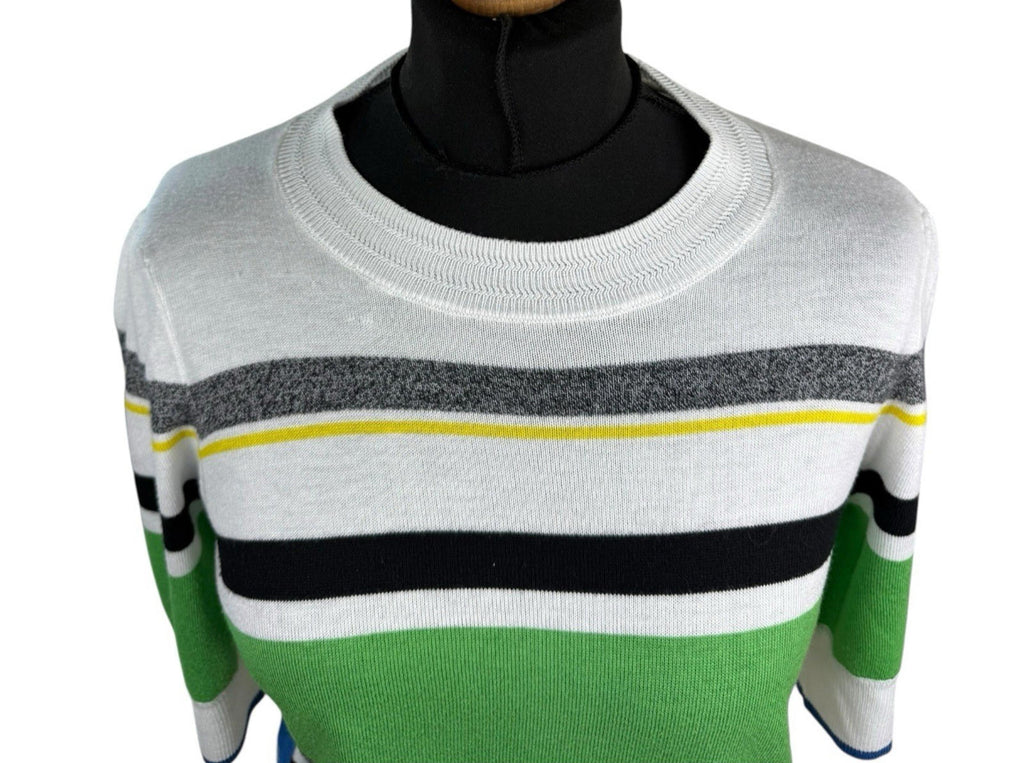 Next Thin Jumper Striped 3/4 Sleeve Women’s UK Size M Crew Neck Multi Coloured