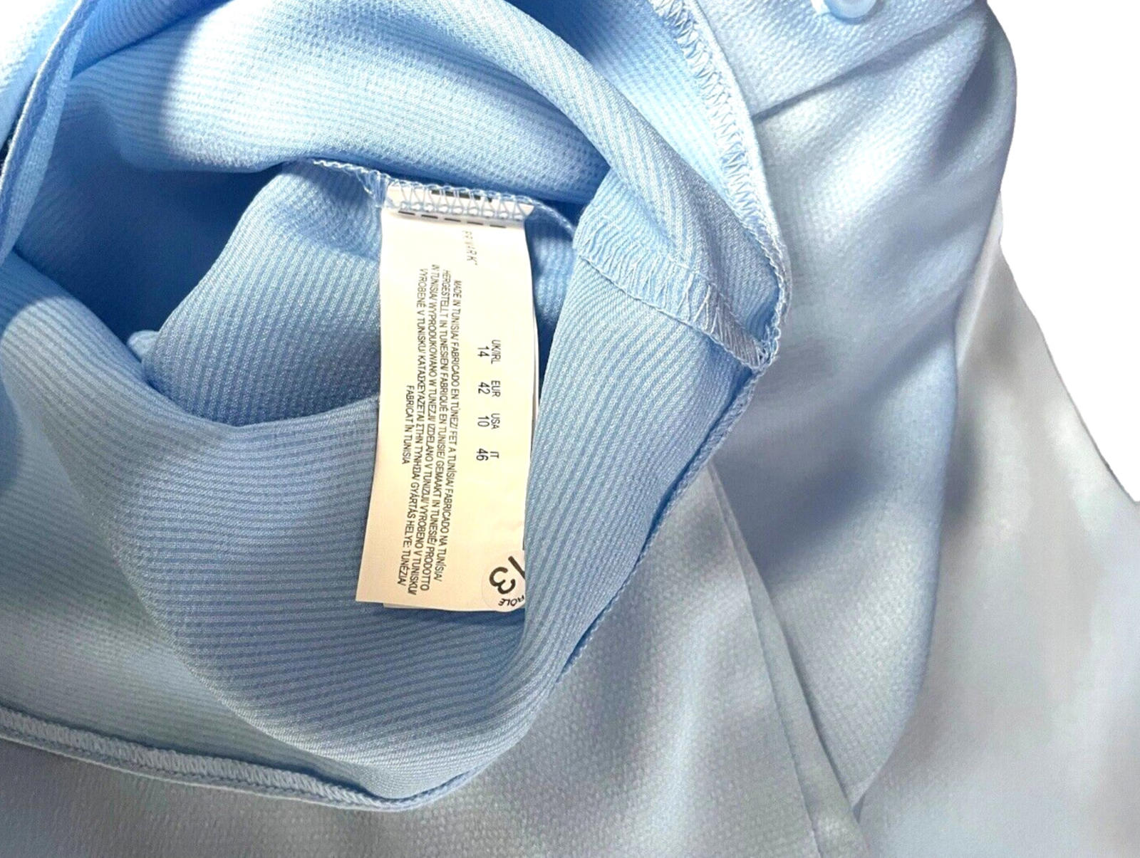 Primark Satin Look Off-The-Shoulder Blouse Women's UK Size 14 Blue Long Sleeve