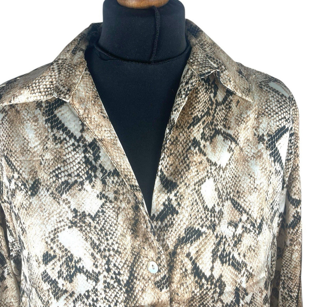 Haver London Satin Shirt Blouse Women’s UK Size 8 Snake Print Long Sleeved
