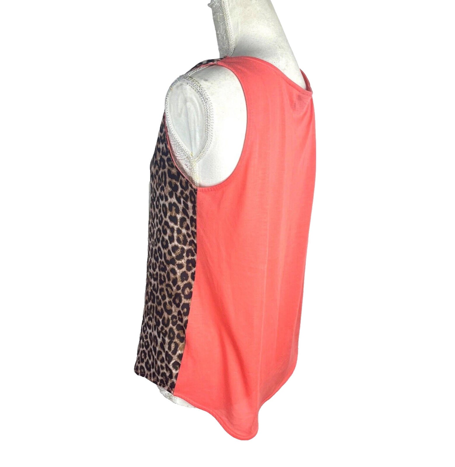 Leopard Print Tank Top Women's UK Size Medium M Contrasting Back Panel