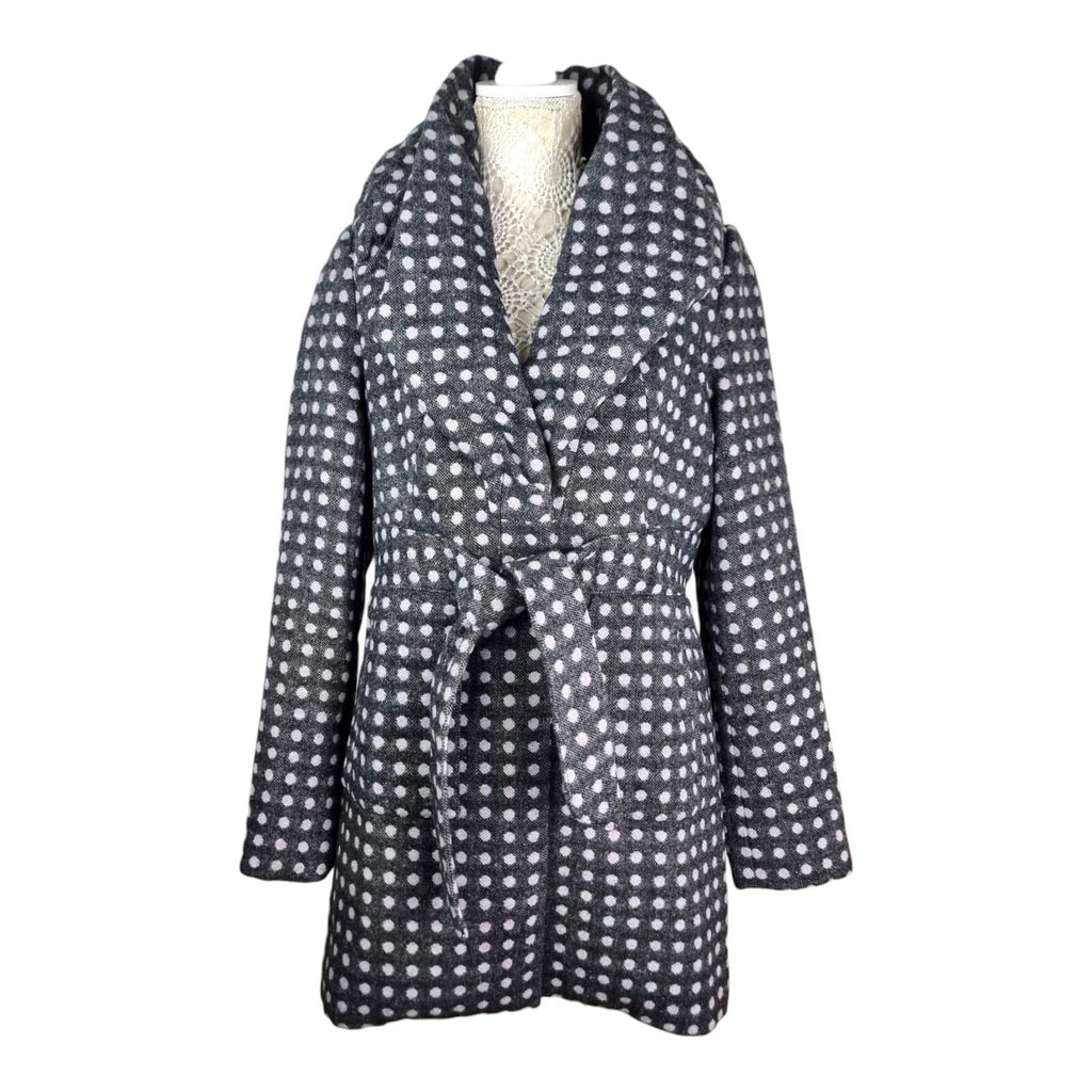 Ringspun Pink Polka Dot Grey Coat Women's UK Size M
