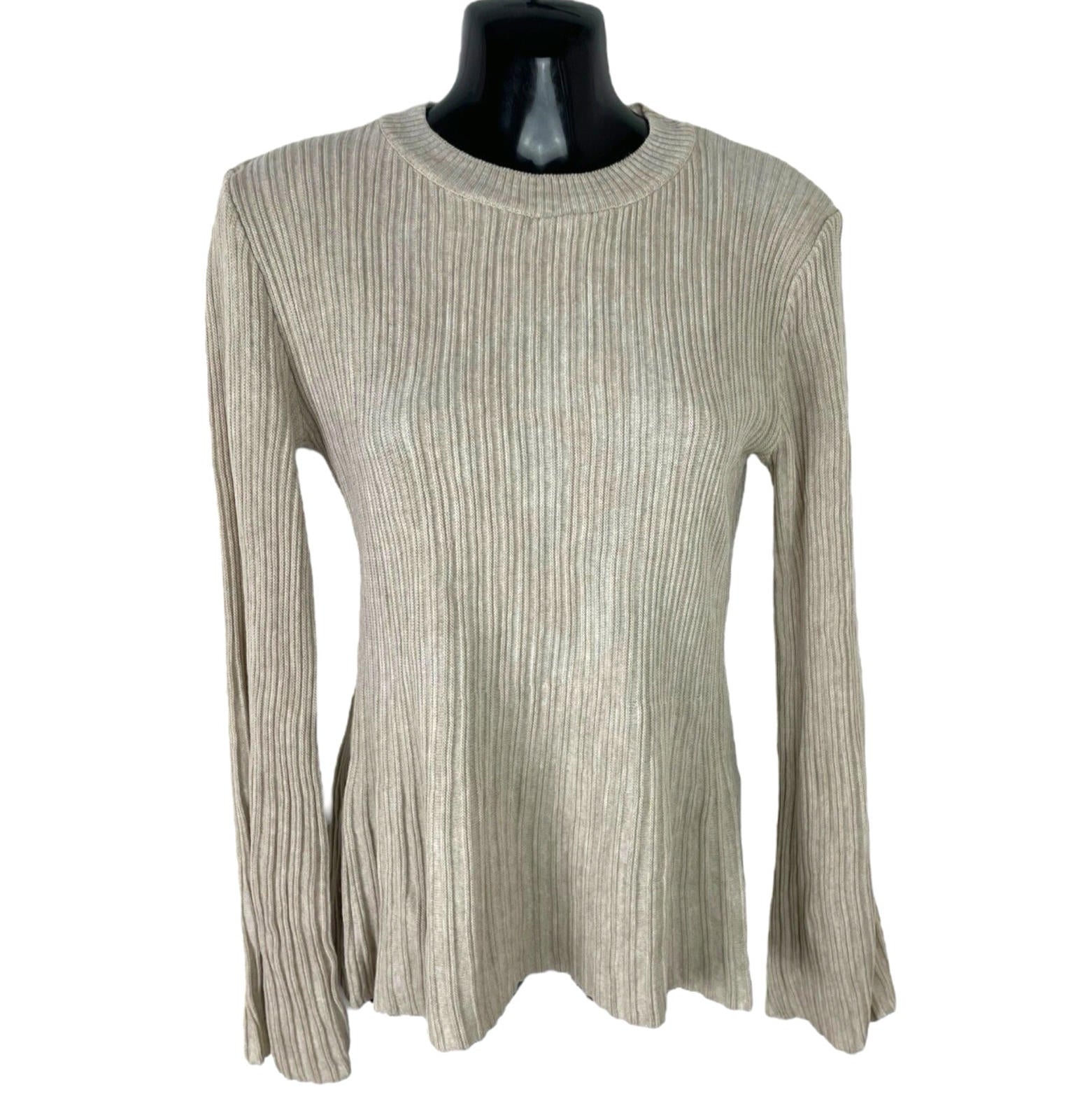 New Look Beige Ribbed Long Sleeve Knit Jumper Top Women’s UK Size S