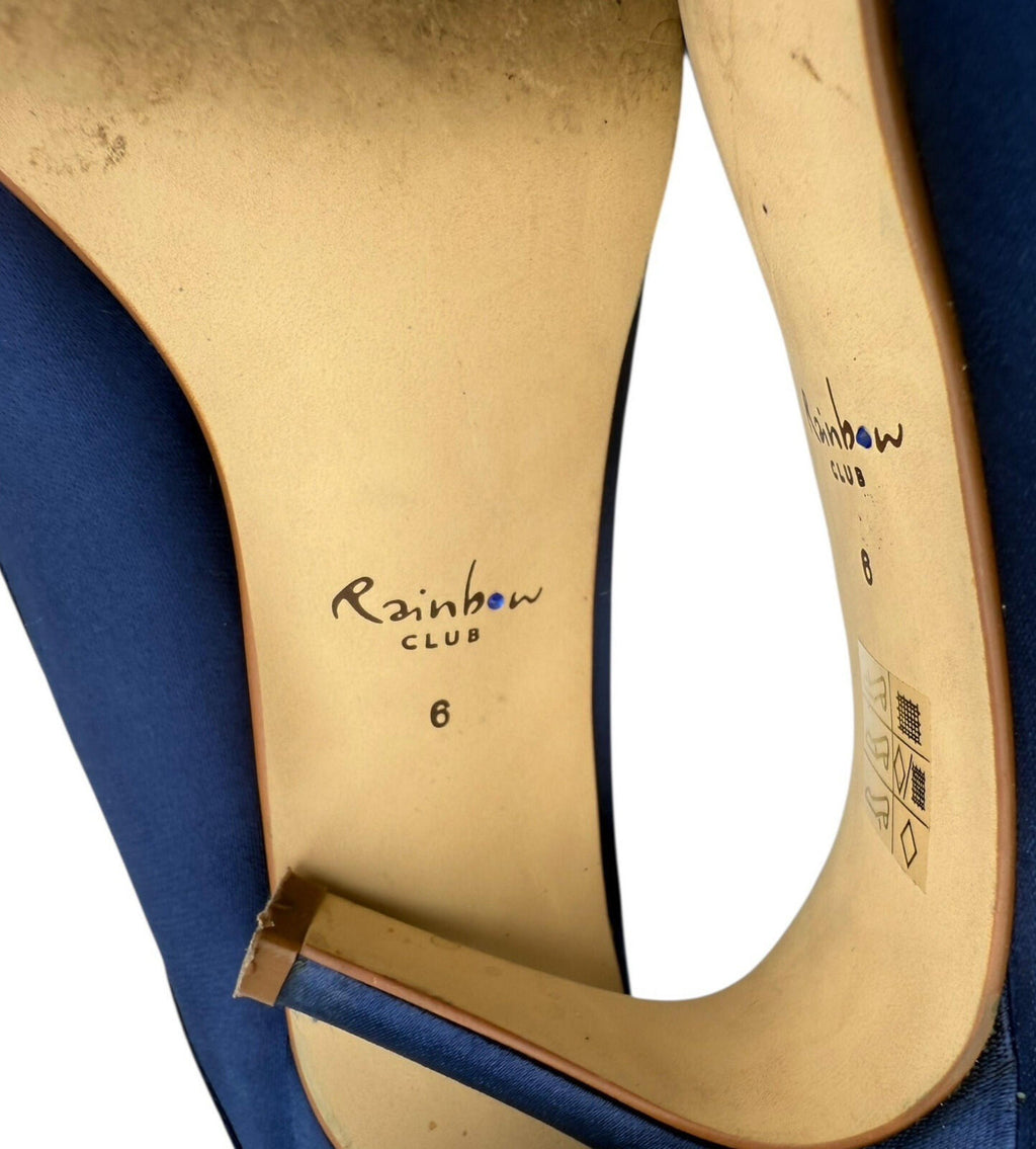 Rainbow Club Satin Court Shoes Women’s UK Size 6 Pointed Almond Toe Royal Blue