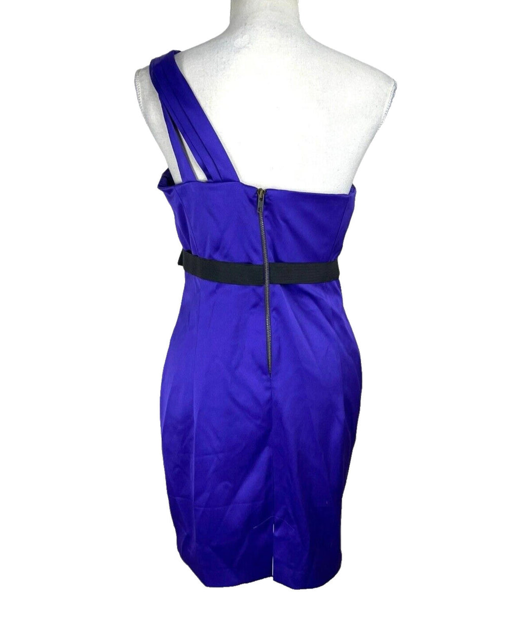 River Island Silk Midi Dress Purple Belted One shoulder Women’s UK Size 14