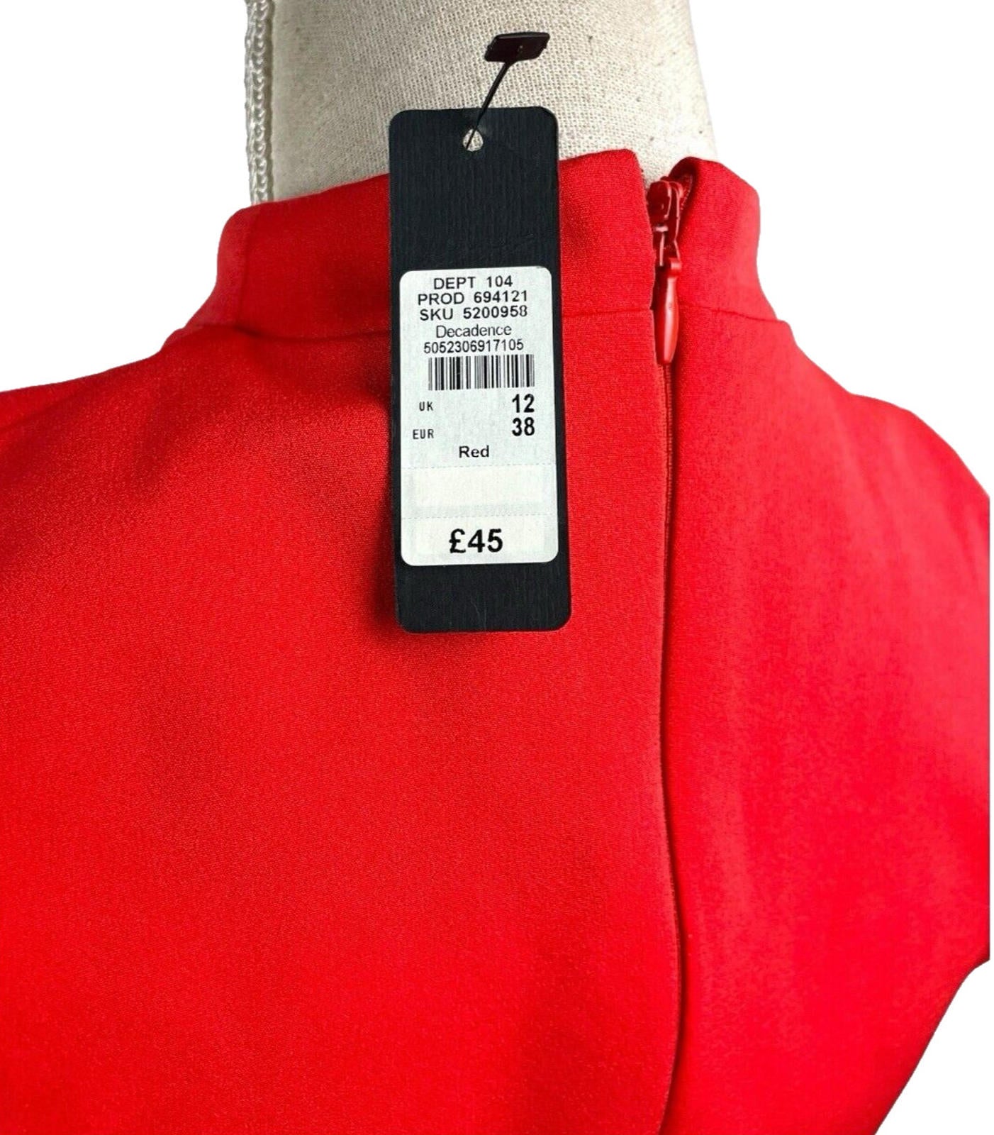 River Island Bright Red Midi Dress Collared Women’s UK Size 12