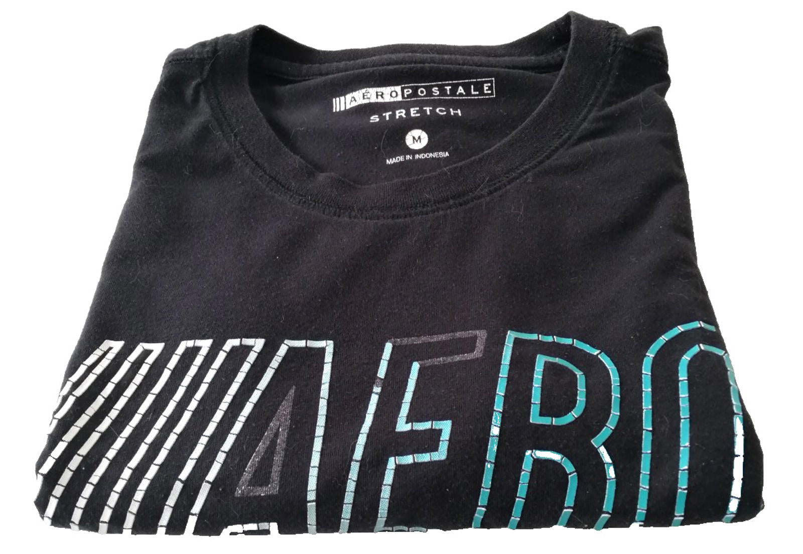 Areopostale Graphic Print T-Shirt Men's Size M Black Crew Neck Stretch Fit