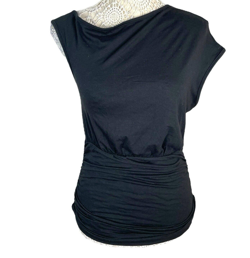 Pretty Little Thing Black Asymmetric Strap T-shirt Top Women’s UK Size 8